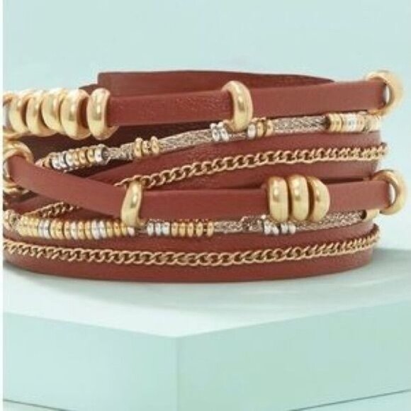 💜 Stella & Dot Maize Leather Wrap Bracelet - Picture 3 of 6